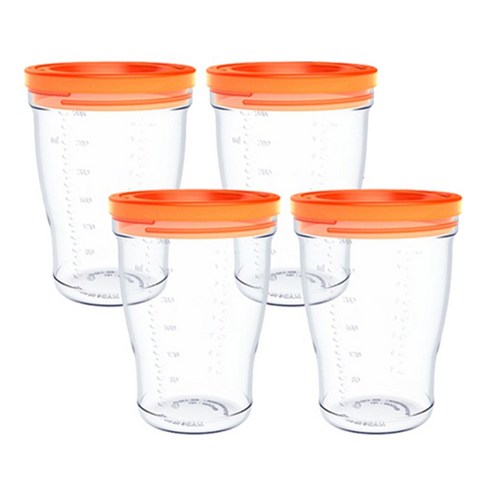 베베락 밀폐형 280ml, 오렌지, 4개