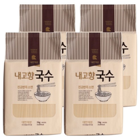곰표 내고향국수 진공 소면, 3kg, 4개