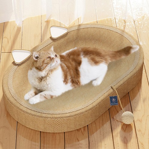 딩동펫 반려동물 고양이 사이잘 스크래쳐 눕눕 캣닢침대, 크림베이지, 1개