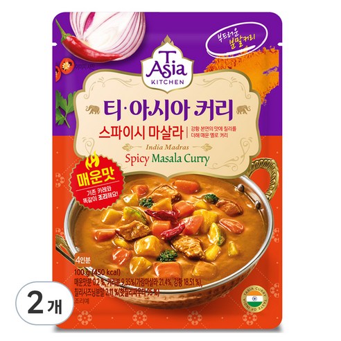 티아시아키친 스파이시 마살라 커리 분말 조리형 카레 100g, 6개