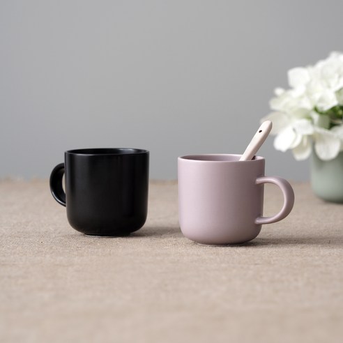 보울보울 국산 레트로라인 머그-320ml, 미드나잇블랙+라벤더바이올렛, 1세트