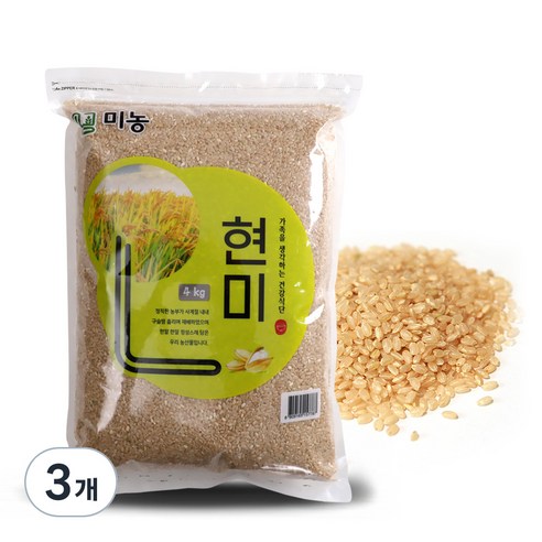 미농 국산 현미, 4kg, 3개