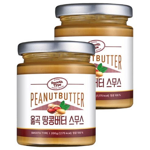 옳곡 국내산 땅콩버터 스무스, 200g, 2개
