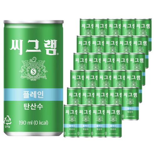 씨그램 플레인 탄산수, 190ml, 120개