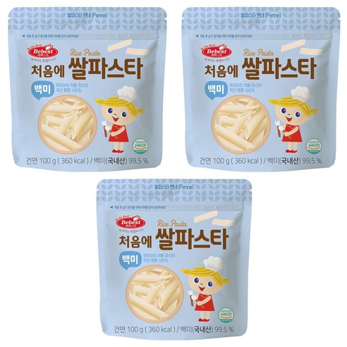 베베스트 처음에 쌀파스타 백미, 100g, 3개