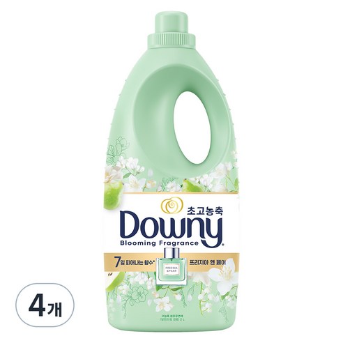 다우니 7일간 피어나는 향수 컬렉션 섬유유연제 프리지아 앤 페어 본품, 2L, 4개