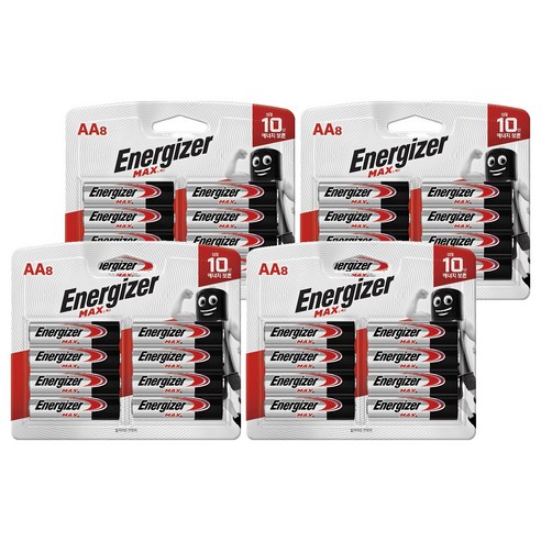 에너자이저 알카라인 맥스 AA 건전지 LR06, 8개입, 4개