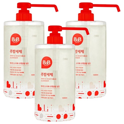 비앤비 용기형 주방세제, 1L, 3개