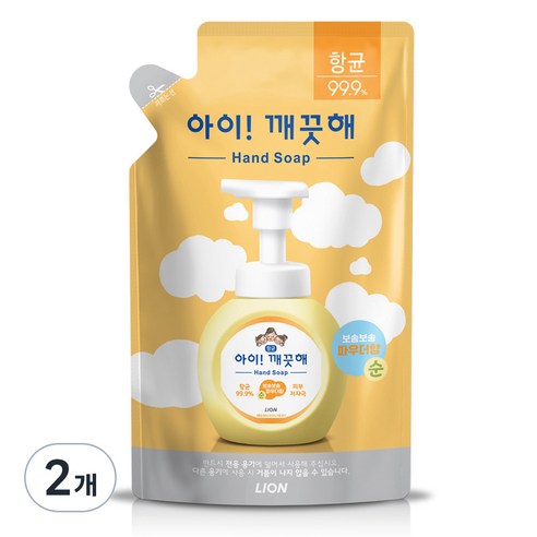 아이깨끗해 순 핸드워시 파우더향 리필용, 200ml, 2개