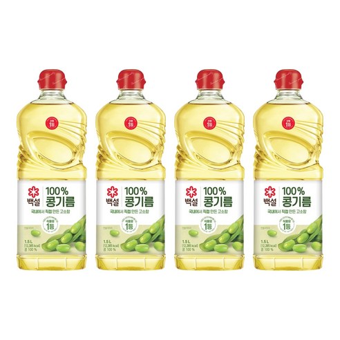 백설 콩기름, 1.5L, 4개