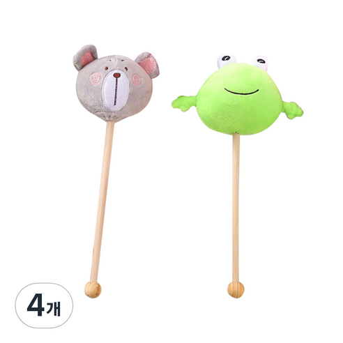 마스문도 우드 캐릭터 마사지봉, 랜덤발송, 4개