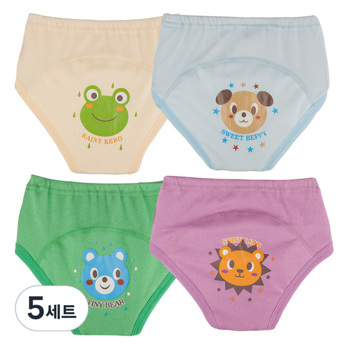 아가짱 캐릭터 배변훈련팬티 4종 세트, B(노란색, 하늘색, 초록색, 보라색), 5세트