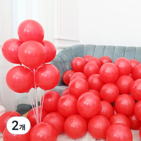 피앤비유니티 스탠다드 라운드 풍선 25cm 100p, 17 레드, 2개