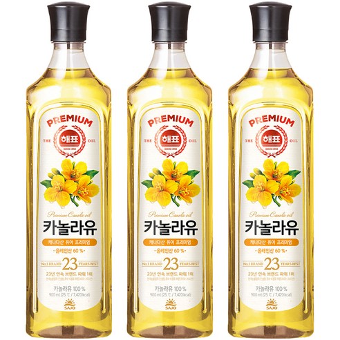 해표 카놀라유, 900ml, 3개