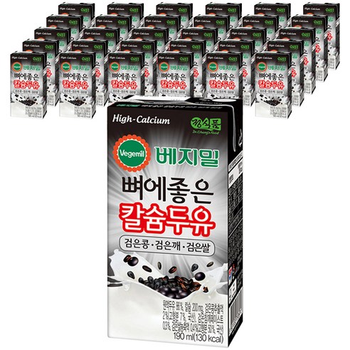 베지밀 뼈에좋은 칼슘두유 검은 콩 깨 쌀, 190ml, 64개