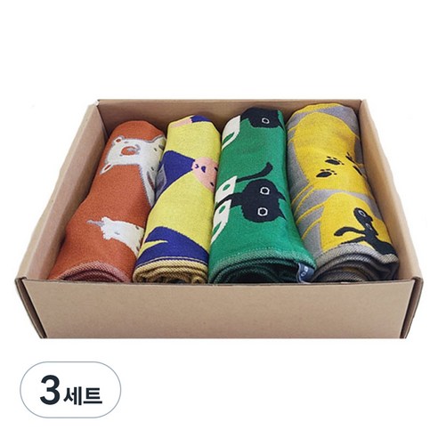 퓨어썬데이 북유럽풍 일러스트 주방타올 선물세트, TYPE B, 3세트