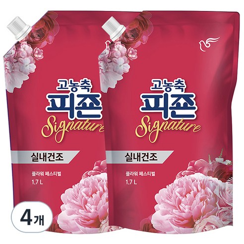 피죤 고농축 피죤 시그니처 플라워페스티벌 리필, 1.7L, 4개