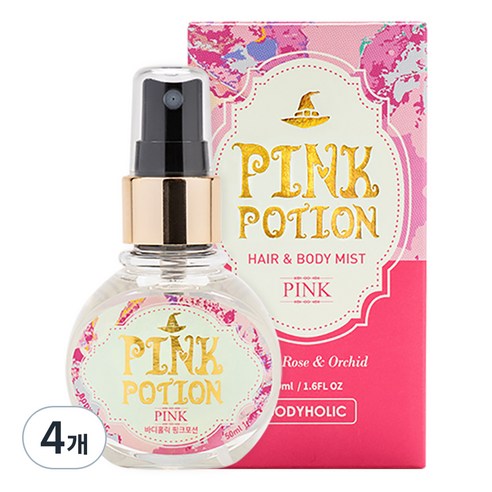 바디홀릭 핑크포션 바디미스트 로즈 앤 오키드향, 50ml, 4개
