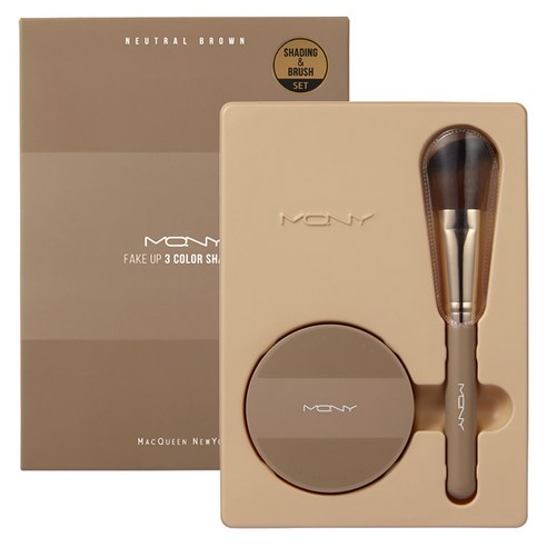 맥퀸뉴욕 페이크 업 3색 쉐딩 9g + 쉐딩브러쉬, 뉴트럴브라운(쉐딩), 1개