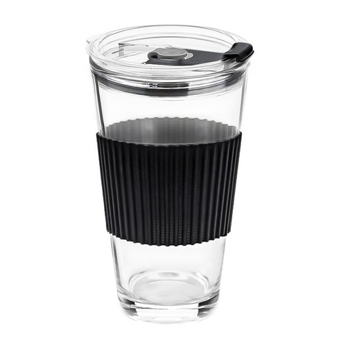 차이나다 유리 텀블러 실리콘홀더 세트, 화이트, 450ml