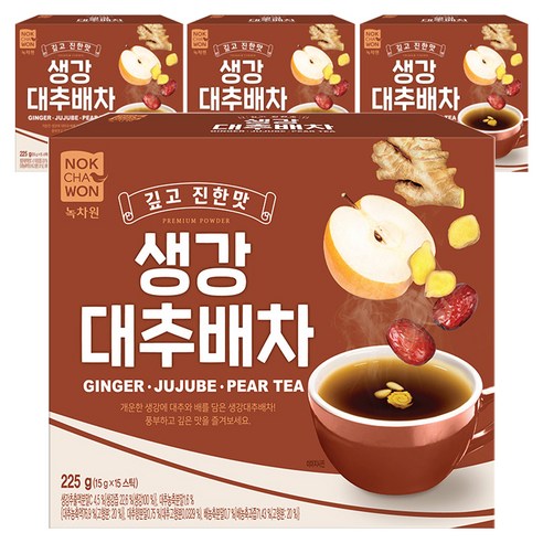 녹차원 생강대추배차, 15g, 15개입, 4개