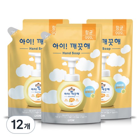 아이깨끗해 순 핸드워시 파우더향 리필용, 450ml, 12개