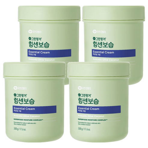 그린핑거 힘센보습 대용량 영유아 에센셜 크림 오렌지그린티향, 500g, 4개