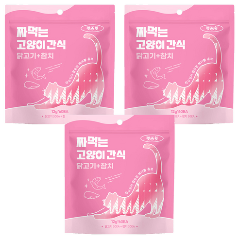 펫스윗 짜먹는 고양이 간식 60p, 닭고기, 참치, 720g, 3개