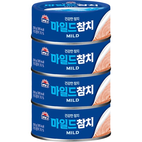 로하이 사조참치 마일드 통조림, 250g, 4개
