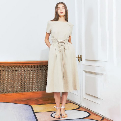 시티브리즈 Linen Laceup Smocking Onepiece