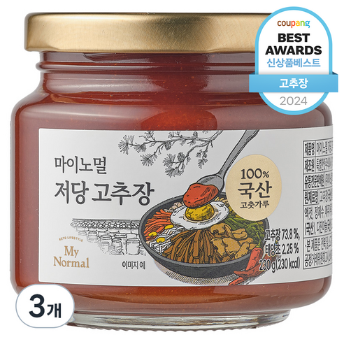마이노멀 저당 고추장, 230g, 3개