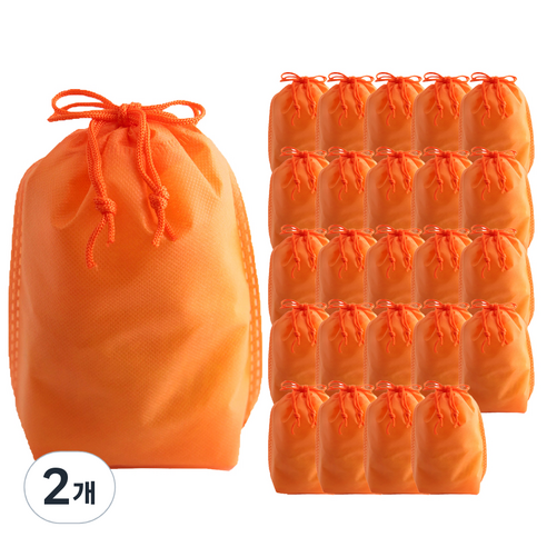 부직포 복주머니 더스트백 10 x 19 cm 25p, 오렌지, 2개