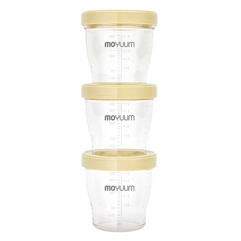 모윰 트라이탄 이유식 용기, 크림옐로우, 3개, 180ml