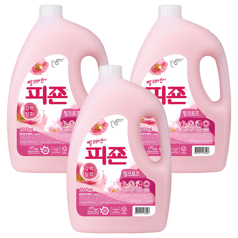 피죤 레귤러 섬유유연제 핑크로즈 본품, 2.5L, 3개