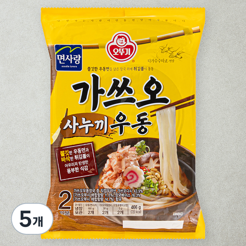 오뚜기 가쓰오사누끼 우동 2인분, 466g, 5개