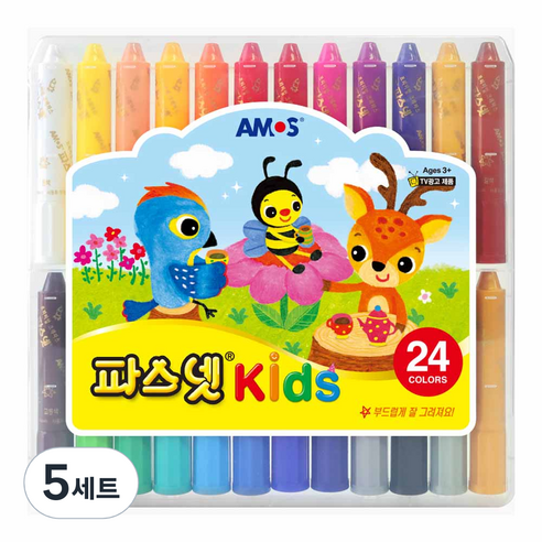 아모스 파스넷 키즈 크레파스, 24색, 5세트