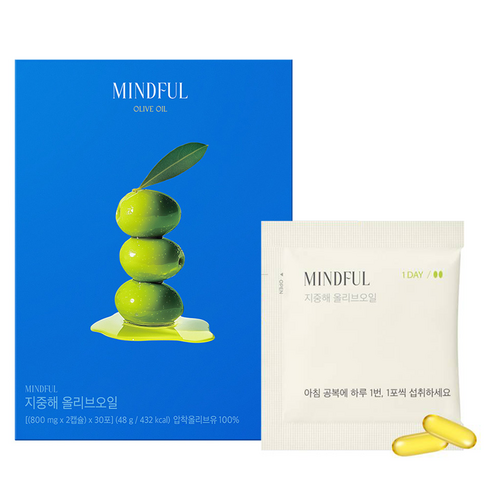 푸드올로지 마인드풀 지중해 올리브오일 캡슐, 30회분, 1개