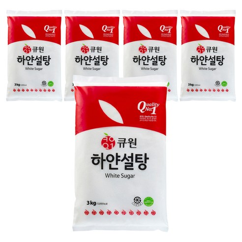 큐원 하얀 설탕, 3kg, 5개