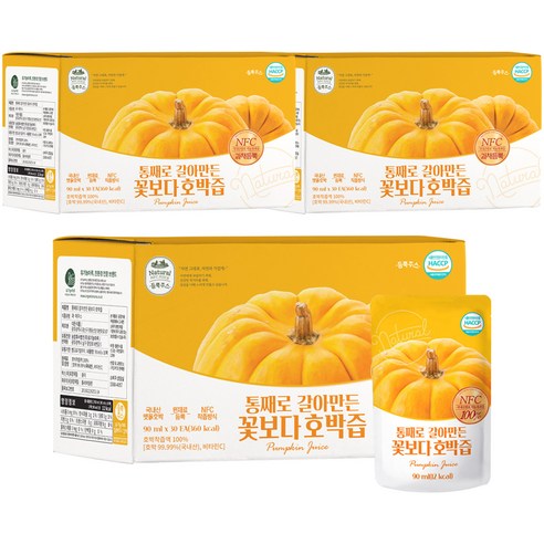 유기농마루 통째로 갈아만든 꽃보다 호박즙, 90ml, 90팩