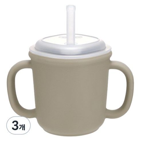 에디슨 스스로 실리콘 양손 빨대컵 200ml, 3개, 베이지