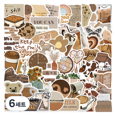 특별한상점 캐리어 노트북 여행 방수 스티커 세트 TT141-60PCS, 초콜릿 쿠키, 6세트