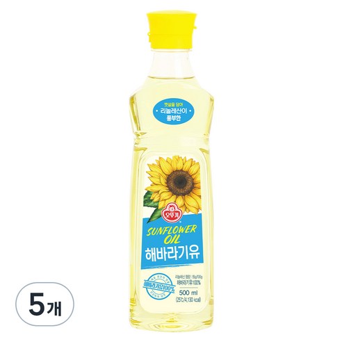 오뚜기 해바라기유, 500ml, 5개