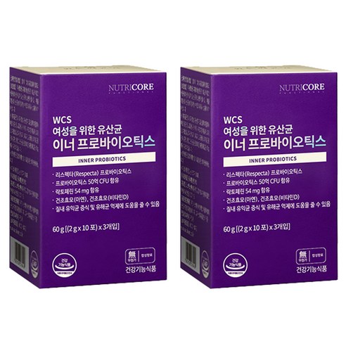 뉴트리코어 여성을 위한 유산균 이너 프로바이오틱스, 60g, 2개