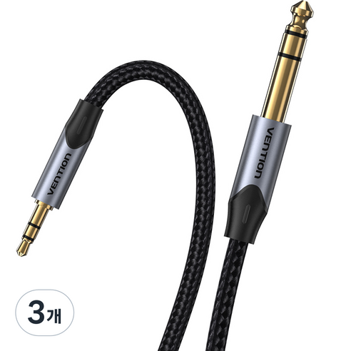 벤션 프리미엄 3.5mm to 6.5mm 6.35mm TRS 케이블 BAUHF 1m, 혼합색상, 3개