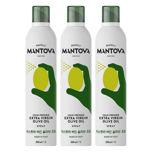 만토바 엑스트라 버진 올리브 오일 스프레이, 200ml, 3개