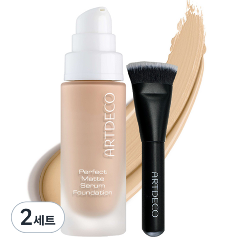 아르데코 퍼펙트 매트 세럼 파운데이션 20ml + 파운데이션 브러쉬 세트, 38호 허니베이지, 2세트