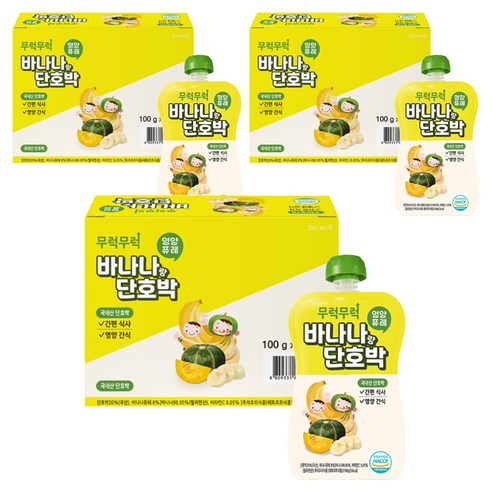이유케어스 유아용 무럭무럭 과일퓨레 7p, 혼합맛(바나나/단호박), 3개, 700g