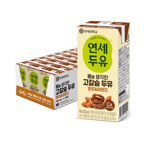 연세우유 뼈를 생각한 고칼슘 두유 호두 & 아몬드, 180ml, 24개