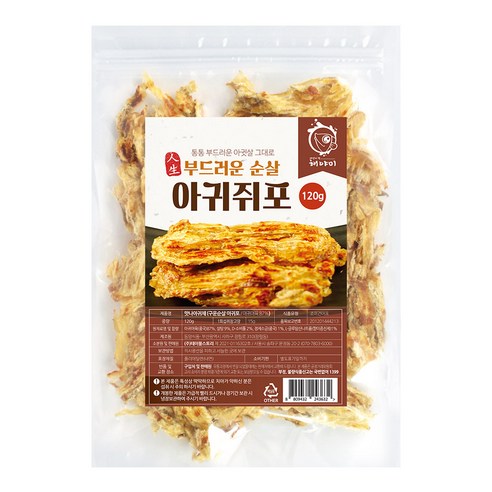 건어물 해야미 구운 순살 아귀 쥐포채, 120g, 1개