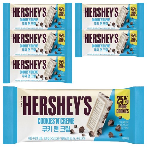롯데 허쉬 라지바 쿠키&크림, 100g, 6개